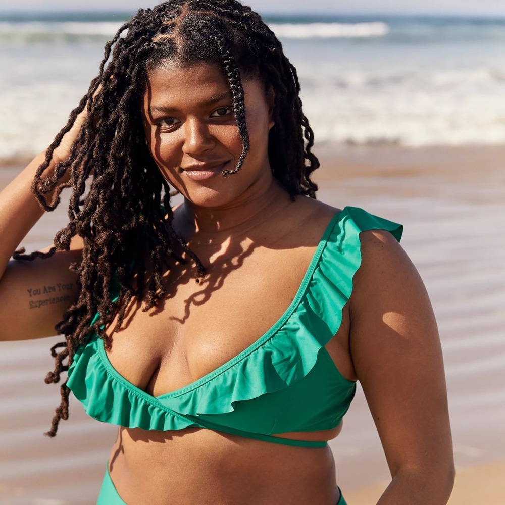 Aerie Ruffle Wrap Bikini Top Size S